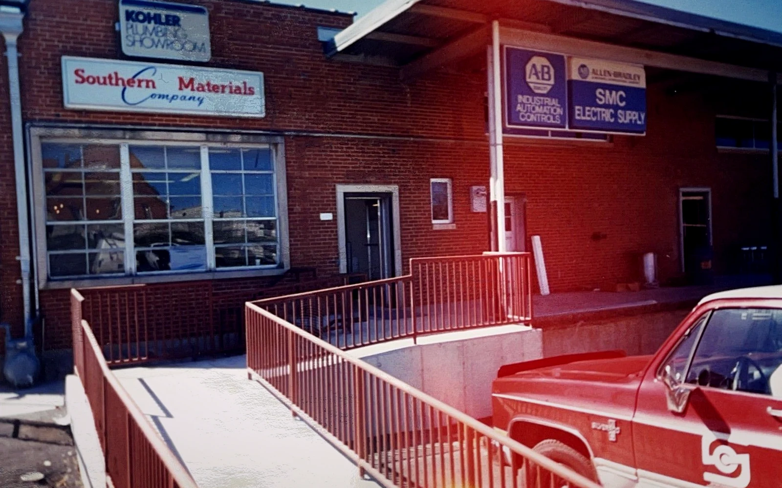 Historic Southern Materials storefront with Kohler plumbing showroom sign