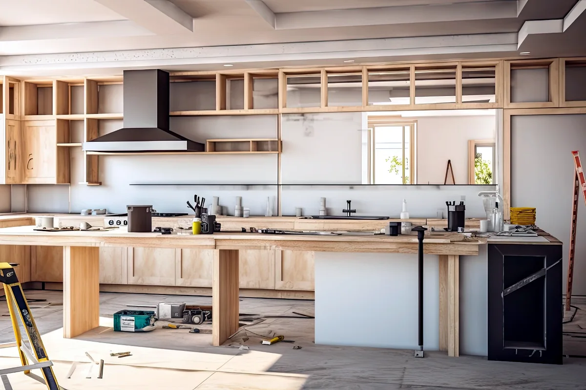 Kitchen remodeling contractor support during cabinet installation