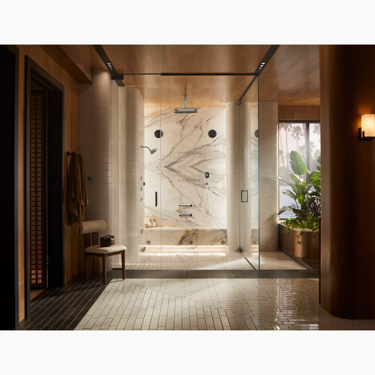 KOHLER Anthem Plus steam and sound smart shower in Polished Chrome